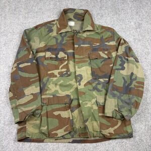 Military Camo Field Jacket Mens Large Woodland Camouflage Utility Coat Vintage